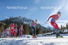 05.02.2023, Toblach, Italy (ITA): Sjur Roethe (NOR), Clement Parisse (FRA), Janosch Brugger (GER), Erik Valnes (NOR), (l-r)  - FIS world cup cross-country, relay, Toblach (ITA). www.nordicfocus.com. © Modica/NordicFocus. Every downloaded picture is fee-liable.