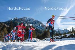 05.02.2023, Toblach, Italy (ITA): Sjur Roethe (NOR), Clement Parisse (FRA), Janosch Brugger (GER), (l-r)  - FIS world cup cross-country, relay, Toblach (ITA). www.nordicfocus.com. © Modica/NordicFocus. Every downloaded picture is fee-liable.