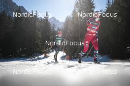 05.02.2023, Toblach, Italy (ITA): Katharina Hennig (GER), Anne Kjersti Kalvaa (NOR), (l-r)  - FIS world cup cross-country, relay, Toblach (ITA). www.nordicfocus.com. © Modica/NordicFocus. Every downloaded picture is fee-liable.