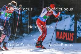 05.02.2023, Toblach, Italy (ITA): Scott Patterson (USA), Beda Klee (SUI), (l-r)  - FIS world cup cross-country, relay, Toblach (ITA). www.nordicfocus.com. © Modica/NordicFocus. Every downloaded picture is fee-liable.