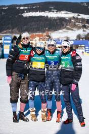05.02.2023, Toblach, Italy (ITA): Hailey Swirbul (USA), Jessie Diggins (USA), Julia Kern (USA), Rosie Brennan (USA), (l-r)  - FIS world cup cross-country, relay, Toblach (ITA). www.nordicfocus.com. © Modica/NordicFocus. Every downloaded picture is fee-liable.