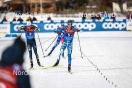 05.02.2023, Toblach, Italy (ITA): Florian Notz (GER), Joni Maki (FIN), (l-r)  - FIS world cup cross-country, relay, Toblach (ITA). www.nordicfocus.com. © Modica/NordicFocus. Every downloaded picture is fee-liable.
