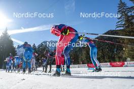 05.02.2023, Toblach, Italy (ITA): Konstantin Bortsov (KAZ), Jules Chappaz (FRA), Niilo Moilanen (FIN), (l-r)  - FIS world cup cross-country, relay, Toblach (ITA). www.nordicfocus.com. © Modica/NordicFocus. Every downloaded picture is fee-liable.