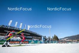 05.02.2023, Toblach, Italy (ITA): Heidi Weng (NOR), Anne Kjersti Kalvaa (NOR), Ingvild Flugstad Oestberg (NOR), Silje Theodorsen (NOR), (l-r)  - FIS world cup cross-country, relay, Toblach (ITA). www.nordicfocus.com. © Modica/NordicFocus. Every downloaded picture is fee-liable.