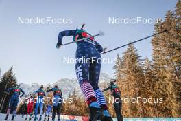 05.02.2023, Toblach, Italy (ITA): Hailey Swirbul (USA), Johanna Matintalo (FIN), Laura Gimmler (GER), (l-r)  - FIS world cup cross-country, relay, Toblach (ITA). www.nordicfocus.com. © Modica/NordicFocus. Every downloaded picture is fee-liable.