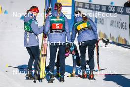 05.02.2023, Toblach, Italy (ITA): Katharina Hennig (GER), Laura Gimmler (GER), Pia Fink (GER), Sofie Krehl (GER), (l-r)  - FIS world cup cross-country, relay, Toblach (ITA). www.nordicfocus.com. © Modica/NordicFocus. Every downloaded picture is fee-liable.