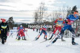 11.03.2023, Oslo, Norway (NOR): Martin Loewstroem Nyenget (NOR), Andrew Musgrave (GBR), Johannes Hoesflot Klaebo (NOR), (l-r)  - FIS world cup cross-country, mass men, Oslo (NOR). www.nordicfocus.com. © Modica/NordicFocus. Every downloaded picture is fee-liable.