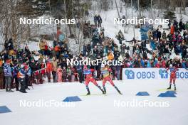 11.03.2023, Oslo, Norway (NOR): Hans Christer Holund (NOR), Johannes Hoesflot Klaebo (NOR), Martin Loewstroem Nyenget (NOR), (l-r)  - FIS world cup cross-country, mass men, Oslo (NOR). www.nordicfocus.com. © Modica/NordicFocus. Every downloaded picture is fee-liable.