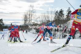 11.03.2023, Oslo, Norway (NOR): Martin Loewstroem Nyenget (NOR), Paal Golberg (NOR), Andrew Musgrave (GBR), (l-r)  - FIS world cup cross-country, mass men, Oslo (NOR). www.nordicfocus.com. © Modica/NordicFocus. Every downloaded picture is fee-liable.