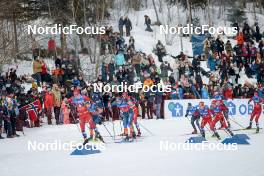 11.03.2023, Oslo, Norway (NOR): Simen Hegstad Krueger (NOR), Andrew Musgrave (GBR), David Norris (USA), Iver Tildheim Andersen (NOR), Didrik Toenseth (NOR), Gus Schumacher (USA), Haavard Moseby (NOR), (l-r)  - FIS world cup cross-country, mass men, Oslo (NOR). www.nordicfocus.com. © Modica/NordicFocus. Every downloaded picture is fee-liable.