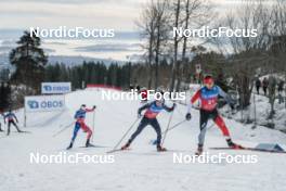 11.03.2023, Oslo, Norway (NOR): Clement Parisse (FRA), Gus Schumacher (USA), Olivier Leveille (CAN), (l-r)  - FIS world cup cross-country, mass men, Oslo (NOR). www.nordicfocus.com. © Modica/NordicFocus. Every downloaded picture is fee-liable.