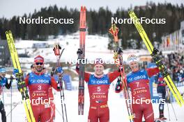 11.03.2023, Oslo, Norway (NOR): Hans Christer Holund (NOR), Simen Hegstad Krueger (NOR), Martin Loewstroem Nyenget (NOR), (l-r) - FIS world cup cross-country, mass men, Oslo (NOR). www.nordicfocus.com. © Modica/NordicFocus. Every downloaded picture is fee-liable.