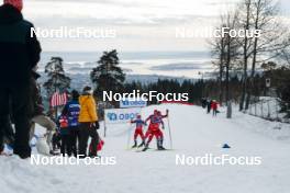 11.03.2023, Oslo, Norway (NOR): Iver Tildheim Andersen (NOR), Hans Christer Holund (NOR), Simen Hegstad Krueger (NOR), (l-r)  - FIS world cup cross-country, mass men, Oslo (NOR). www.nordicfocus.com. © Modica/NordicFocus. Every downloaded picture is fee-liable.