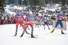 11.03.2023, Oslo, Norway (NOR): Harald Oestberg Amundsen (NOR), Martin Loewstroem Nyenget (NOR), Mattis Stenshagen (NOR), (l-r)  - FIS world cup cross-country, mass men, Oslo (NOR). www.nordicfocus.com. © Modica/NordicFocus. Every downloaded picture is fee-liable.