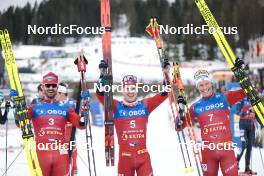 11.03.2023, Oslo, Norway (NOR): Hans Christer Holund (NOR), Simen Hegstad Krueger (NOR), Martin Loewstroem Nyenget (NOR), (l-r) - FIS world cup cross-country, mass men, Oslo (NOR). www.nordicfocus.com. © Modica/NordicFocus. Every downloaded picture is fee-liable.
