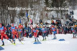 11.03.2023, Oslo, Norway (NOR): Gus Schumacher (USA), Haavard Moseby (NOR), Florian Notz (GER), Thomas Bucher-Johannessen (NOR), Lorenzo Romano (ITA), (l-r)  - FIS world cup cross-country, mass men, Oslo (NOR). www.nordicfocus.com. © Modica/NordicFocus. Every downloaded picture is fee-liable.