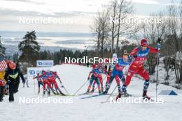 11.03.2023, Oslo, Norway (NOR): Martin Loewstroem Nyenget (NOR), Andrew Musgrave (GBR), Johannes Hoesflot Klaebo (NOR), Thomas Bucher-Johannessen (NOR), (l-r)  - FIS world cup cross-country, mass men, Oslo (NOR). www.nordicfocus.com. © Modica/NordicFocus. Every downloaded picture is fee-liable.