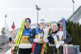 12.03.2023, Oslo, Norway (NOR): Astrid Oeyre Slind (NOR), Ragnhild Gloeersen Haga (NOR), Jessie Diggins (USA), (l-r) - FIS world cup cross-country, mass women, Oslo (NOR). www.nordicfocus.com. © Modica/NordicFocus. Every downloaded picture is fee-liable.