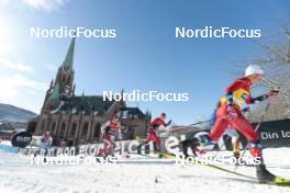 14.03.2023, Drammen, Norway (NOR): Calle Halfvarsson (SWE), Valerio Grond (SUI), Erik Valnes (NOR), Johannes Hoesflot Klaebo (NOR), (l-r)  - FIS world cup cross-country, individual sprint, Drammen (NOR). www.nordicfocus.com. © Modica/NordicFocus. Every downloaded picture is fee-liable.