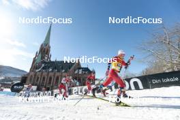 14.03.2023, Drammen, Norway (NOR): Calle Halfvarsson (SWE), Valerio Grond (SUI), Marcus Grate (SWE), Erik Valnes (NOR), Johannes Hoesflot Klaebo (NOR), (l-r)  - FIS world cup cross-country, individual sprint, Drammen (NOR). www.nordicfocus.com. © Modica/NordicFocus. Every downloaded picture is fee-liable.