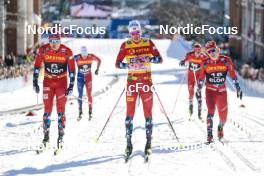 14.03.2023, Drammen, Norway (NOR): Erik Valnes (NOR), Johannes Hoesflot Klaebo (NOR), Ansgar Evensen (NOR), (l-r)  - FIS world cup cross-country, individual sprint, Drammen (NOR). www.nordicfocus.com. © Modica/NordicFocus. Every downloaded picture is fee-liable.
