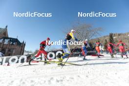14.03.2023, Drammen, Norway (NOR): Sindre Bjoernestad Skar (NOR), Oskar Svensson (SWE), Jules Chappaz (FRA), Ludek Seller (CZE), Lars Agnar Hjelmeset (NOR), Ansgar Evensen (NOR), (l-r)  - FIS world cup cross-country, individual sprint, Drammen (NOR). www.nordicfocus.com. © Modica/NordicFocus. Every downloaded picture is fee-liable.