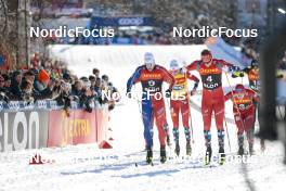 14.03.2023, Drammen, Norway (NOR): Lucas Chanavat (FRA), Johannes Hoesflot Klaebo (NOR), Lars Agnar Hjelmeset (NOR), Erik Valnes (NOR), (l-r)  - FIS world cup cross-country, individual sprint, Drammen (NOR). www.nordicfocus.com. © Modica/NordicFocus. Every downloaded picture is fee-liable.