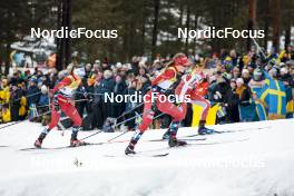 18.03.2023, Falun, Sweden (SWE): Lotta Udnes Weng (NOR), Mathilde Myhrvold (NOR), Nadine Faehndrich (SUI), (l-r)  - FIS world cup cross-country, individual sprint, Falun (SWE). www.nordicfocus.com. © Modica/NordicFocus. Every downloaded picture is fee-liable.