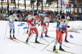 18.03.2023, Falun, Sweden (SWE): Calle Halfvarsson (SWE), Maciej Starega (POL), Even Northug (NOR), Valerio Grond (SUI), Ondrej Cerny (CZE), (l-r)  - FIS world cup cross-country, individual sprint, Falun (SWE). www.nordicfocus.com. © Modica/NordicFocus. Every downloaded picture is fee-liable.