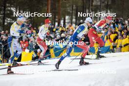 18.03.2023, Falun, Sweden (SWE): Calle Halfvarsson (SWE), Valerio Grond (SUI), Renaud Jay (FRA), Even Northug (NOR), (l-r)  - FIS world cup cross-country, individual sprint, Falun (SWE). www.nordicfocus.com. © Modica/NordicFocus. Every downloaded picture is fee-liable.