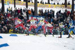18.03.2023, Falun, Sweden (SWE): Erik Valnes (NOR), Harald Oestberg Amundsen (NOR), Lucas Chanavat (FRA), Michael Hellweger (ITA), (l-r)  - FIS world cup cross-country, individual sprint, Falun (SWE). www.nordicfocus.com. © Modica/NordicFocus. Every downloaded picture is fee-liable.