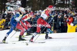 18.03.2023, Falun, Sweden (SWE): Lucas Chanavat (FRA), Erik Valnes (NOR), Harald Oestberg Amundsen (NOR), (l-r)  - FIS world cup cross-country, individual sprint, Falun (SWE). www.nordicfocus.com. © Modica/NordicFocus. Every downloaded picture is fee-liable.