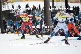 18.03.2023, Falun, Sweden (SWE): Johannes Hoesflot Klaebo (NOR), Simone Mocellini (ITA), (l-r)  - FIS world cup cross-country, individual sprint, Falun (SWE). www.nordicfocus.com. © Modica/NordicFocus. Every downloaded picture is fee-liable.