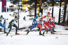 18.03.2023, Falun, Sweden (SWE): Michael Hellweger (ITA), Lucas Chanavat (FRA), Harald Oestberg Amundsen (NOR), (l-r)  - FIS world cup cross-country, individual sprint, Falun (SWE). www.nordicfocus.com. © Modica/NordicFocus. Every downloaded picture is fee-liable.