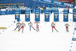 18.03.2023, Falun, Sweden (SWE): Federico Pellegrino (ITA), Haakon Asdoel (NOR), Richard Jouve (FRA), Erik Valnes (NOR), Harald Oestberg Amundsen (NOR), Sindre Bjoernestad Skar (NOR), (l-r)  - FIS world cup cross-country, individual sprint, Falun (SWE). www.nordicfocus.com. © Modica/NordicFocus. Every downloaded picture is fee-liable.