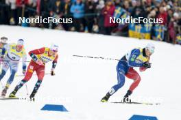 18.03.2023, Falun, Sweden (SWE): Johannes Hoesflot Klaebo (NOR), Lucas Chanavat (FRA), (l-r)  - FIS world cup cross-country, individual sprint, Falun (SWE). www.nordicfocus.com. © Modica/NordicFocus. Every downloaded picture is fee-liable.