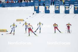18.03.2023, Falun, Sweden (SWE): Jonna Sundling (SWE), Moa Lundgren (SWE), Maja Dahlqvist (SWE), Kristine Stavaas Skistad (NOR), Julie Myhre (NOR), Anne Kjersti Kalvaa (NOR), (l-r)  - FIS world cup cross-country, individual sprint, Falun (SWE). www.nordicfocus.com. © Modica/NordicFocus. Every downloaded picture is fee-liable.