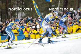 18.03.2023, Falun, Sweden (SWE): Kerttu  Niskanen (FIN), Moa Ilar (SWE), Lena Quintin (FRA), (l-r)  - FIS world cup cross-country, individual sprint, Falun (SWE). www.nordicfocus.com. © Modica/NordicFocus. Every downloaded picture is fee-liable.