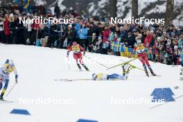 18.03.2023, Falun, Sweden (SWE): Julie Myhre (NOR), Moa Lundgren (SWE), Anne Kjersti Kalvaa (NOR), (l-r)  - FIS world cup cross-country, individual sprint, Falun (SWE). www.nordicfocus.com. © Modica/NordicFocus. Every downloaded picture is fee-liable.
