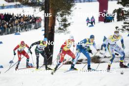 18.03.2023, Falun, Sweden (SWE): Paal Golberg (NOR), Simone Mocellini (ITA), Johannes Hoesflot Klaebo (NOR), Verneri Suhonen (FIN), Edvin Anger (SWE), (l-r)  - FIS world cup cross-country, individual sprint, Falun (SWE). www.nordicfocus.com. © Modica/NordicFocus. Every downloaded picture is fee-liable.