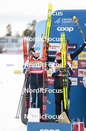 19.03.2023, Falun, Sweden (SWE): Martin Loewstroem Nyenget (NOR), Heidi Weng (NOR), Simen Hegstad Krueger (NOR), Anne Kjersti Kalvaa (NOR), (l-r)  - FIS world cup cross-country, mixed relay, Falun (SWE). www.nordicfocus.com. © Modica/NordicFocus. Every downloaded picture is fee-liable.