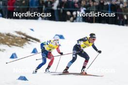 19.03.2023, Falun, Sweden (SWE): Jules Lapierre (FRA), Scott Patterson (USA), (l-r)  - FIS world cup cross-country, mixed relay, Falun (SWE). www.nordicfocus.com. © Modica/NordicFocus. Every downloaded picture is fee-liable.