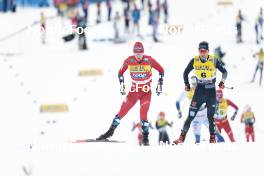 19.03.2023, Falun, Sweden (SWE): Simen Hegstad Krueger (NOR), Anian Sossau (GER), (l-r)  - FIS world cup cross-country, mixed relay, Falun (SWE). www.nordicfocus.com. © Modica/NordicFocus. Every downloaded picture is fee-liable.