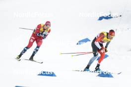 19.03.2023, Falun, Sweden (SWE): Erik Valnes (NOR), Antoine Cyr (CAN), (l-r)  - FIS world cup cross-country, mixed relay, Falun (SWE). www.nordicfocus.com. © Modica/NordicFocus. Every downloaded picture is fee-liable.