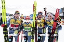 19.03.2023, Falun, Sweden (SWE): Albert Kuchler (GER), Katharina Hennig (GER), Anian Sossau (GER), Victoria Carl (GER), (l-r)  - FIS world cup cross-country, mixed relay, Falun (SWE). www.nordicfocus.com. © Modica/NordicFocus. Every downloaded picture is fee-liable.