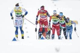 19.03.2023, Falun, Sweden (SWE): Moa Ilar (SWE), Heidi Weng (NOR), Ingvild Flugstad Oestberg (NOR), (l-r)  - FIS world cup cross-country, mixed relay, Falun (SWE). www.nordicfocus.com. © Modica/NordicFocus. Every downloaded picture is fee-liable.