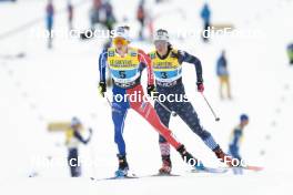 19.03.2023, Falun, Sweden (SWE): Delphine Claudel (FRA), Julia Kern (USA), (l-r)  - FIS world cup cross-country, mixed relay, Falun (SWE). www.nordicfocus.com. © Modica/NordicFocus. Every downloaded picture is fee-liable.