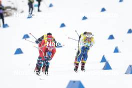 19.03.2023, Falun, Sweden (SWE): Simen Hegstad Krueger (NOR), Edvin Anger (SWE), (l-r)  - FIS world cup cross-country, mixed relay, Falun (SWE). www.nordicfocus.com. © Modica/NordicFocus. Every downloaded picture is fee-liable.
