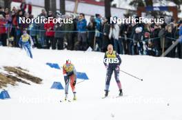 19.03.2023, Falun, Sweden (SWE): Katherine Stewart-Jones (CAN), Hailey Swirbul (USA), (l-r)  - FIS world cup cross-country, mixed relay, Falun (SWE). www.nordicfocus.com. © Modica/NordicFocus. Every downloaded picture is fee-liable.