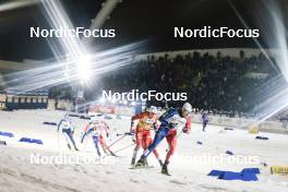 21.03.2023, Tallinn, Estonia (EST): Verneri Poikonen (FIN), Richard Jouve (FRA), Gjoeran Tefre (NOR), Lukas Mrkonjic (AUT), Johannes Hoesflot Klaebo (NOR), Lucas Chanavat (FRA), (l-r)  - FIS world cup cross-country, individual sprint, Tallinn (EST). www.nordicfocus.com. © Modica/NordicFocus. Every downloaded picture is fee-liable.
